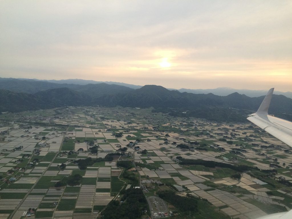 Paddy field scenery in May in spring in Iwate prefecture